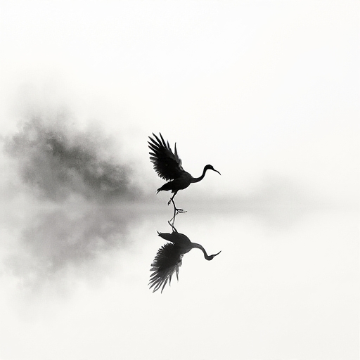 Crane by Lake